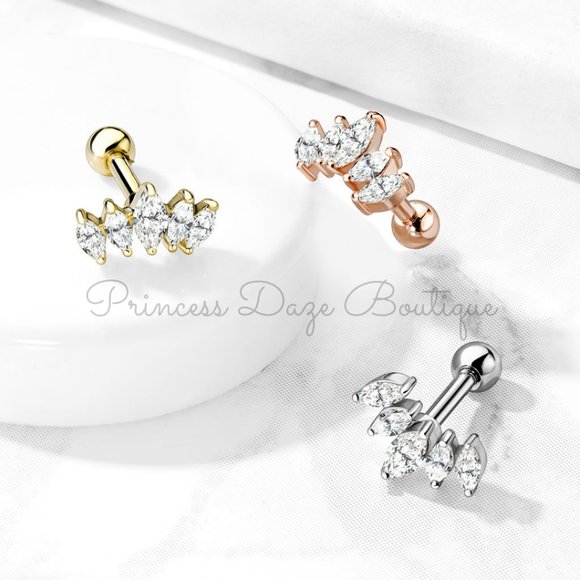Beautiful Diamond‎ Ear Cartilage / Tragus Barbell Earring - Picture 1 of 1